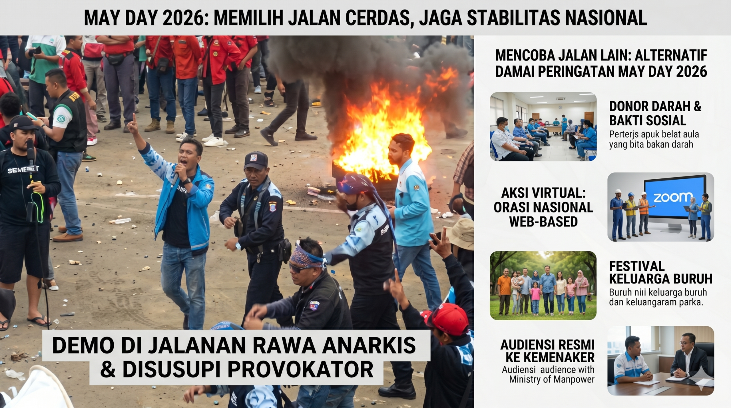 Menuju May Day 2026: Buruh Indonesia Dorong Transformasi Perjuangan Lewat Aksi Virtual dan Bakti Sosial